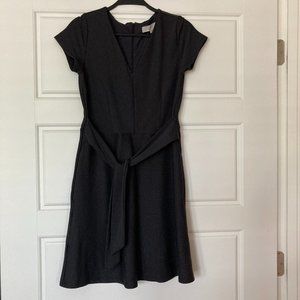 EUC LOFT Belted A-Line Mini Little Black Dress